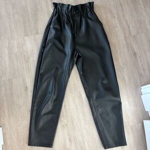 Zara Baggy Paperbag Faux Leather Pants